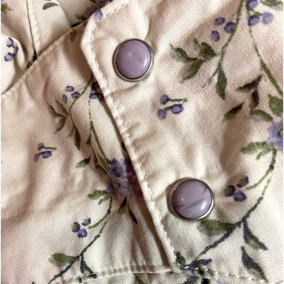 ZARA Beautiful Floral Top Long Sleeves Quilted Yoke Snap Closure Women’s Size M - Picture 10 of 12